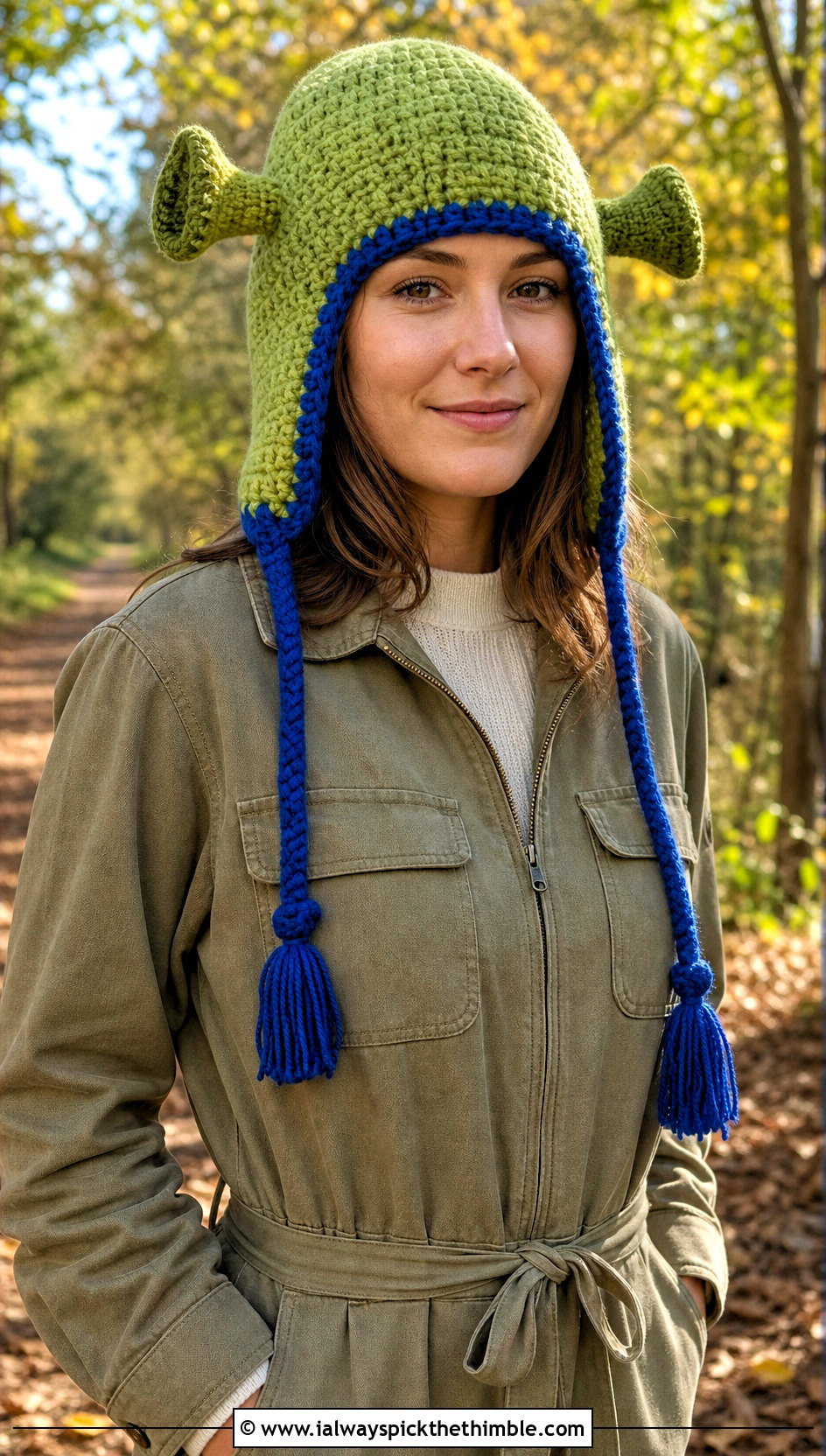 Trapper Crochet Shrek Hat With Utility Jumpsuit - 25 crochet shrek hat outfit ideas