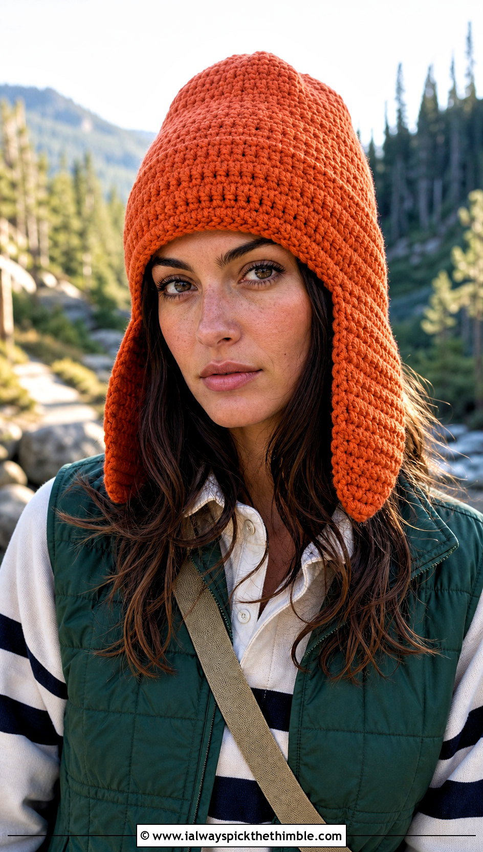 Trapper Earflap Crochet Beanie With Quilted Vest - 20 Earflap Crochet Beanie outfit ideas