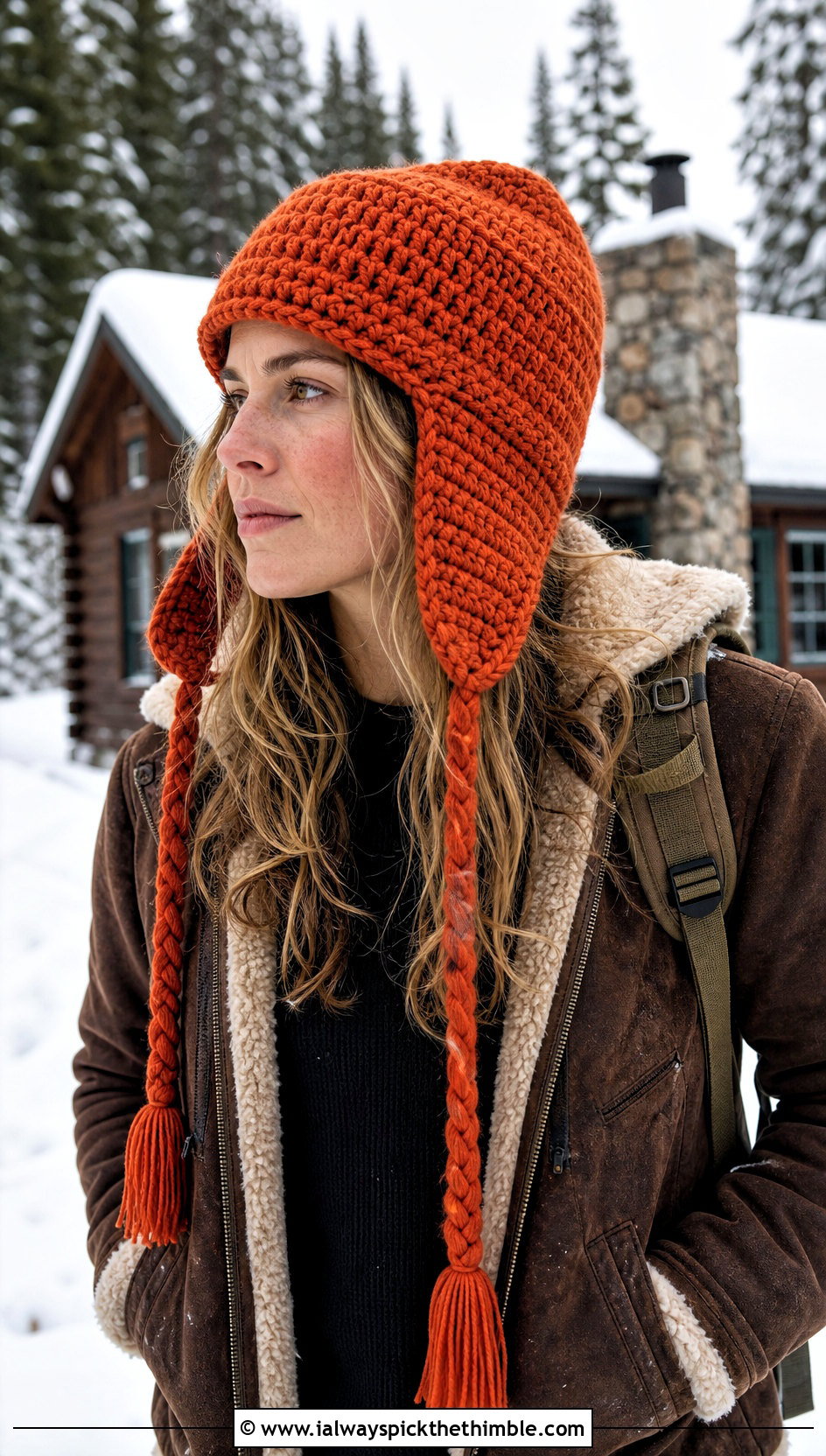 Trapper Style Crochet Earflap Hat With Shearling Jacket - 15 Crochet Hat With Earflaps outfit ideas