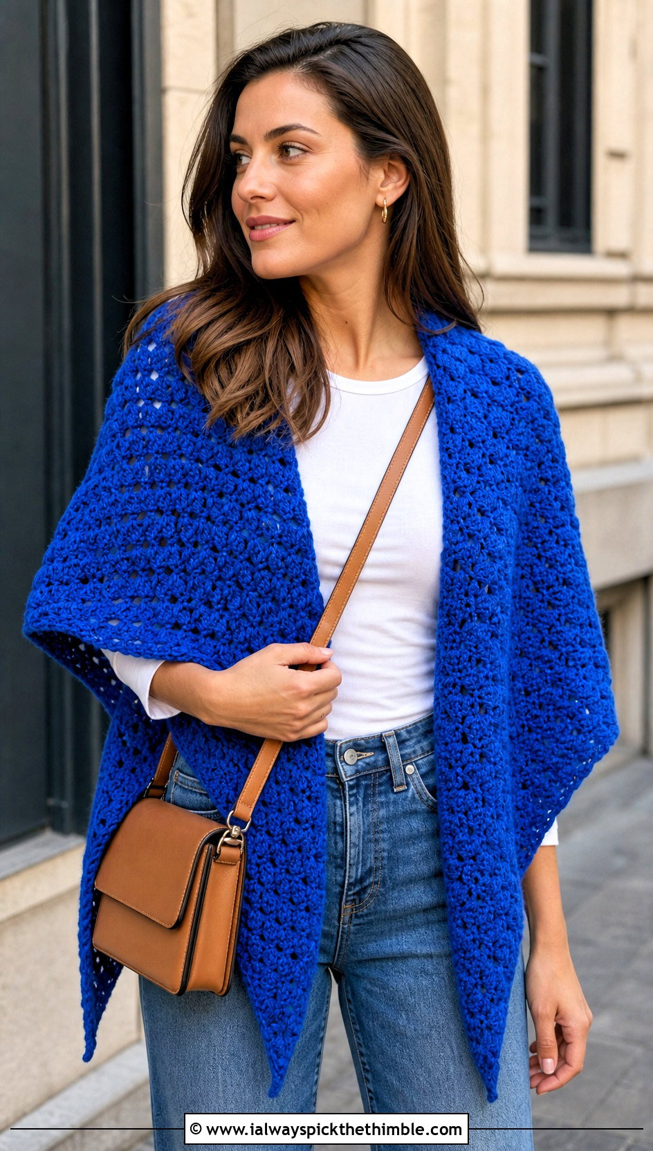 Triangle Corner To Corner Crochet Shawl With Straight Leg Jeans - 15 Corner To Corner Crochet Shawl outfit ideas