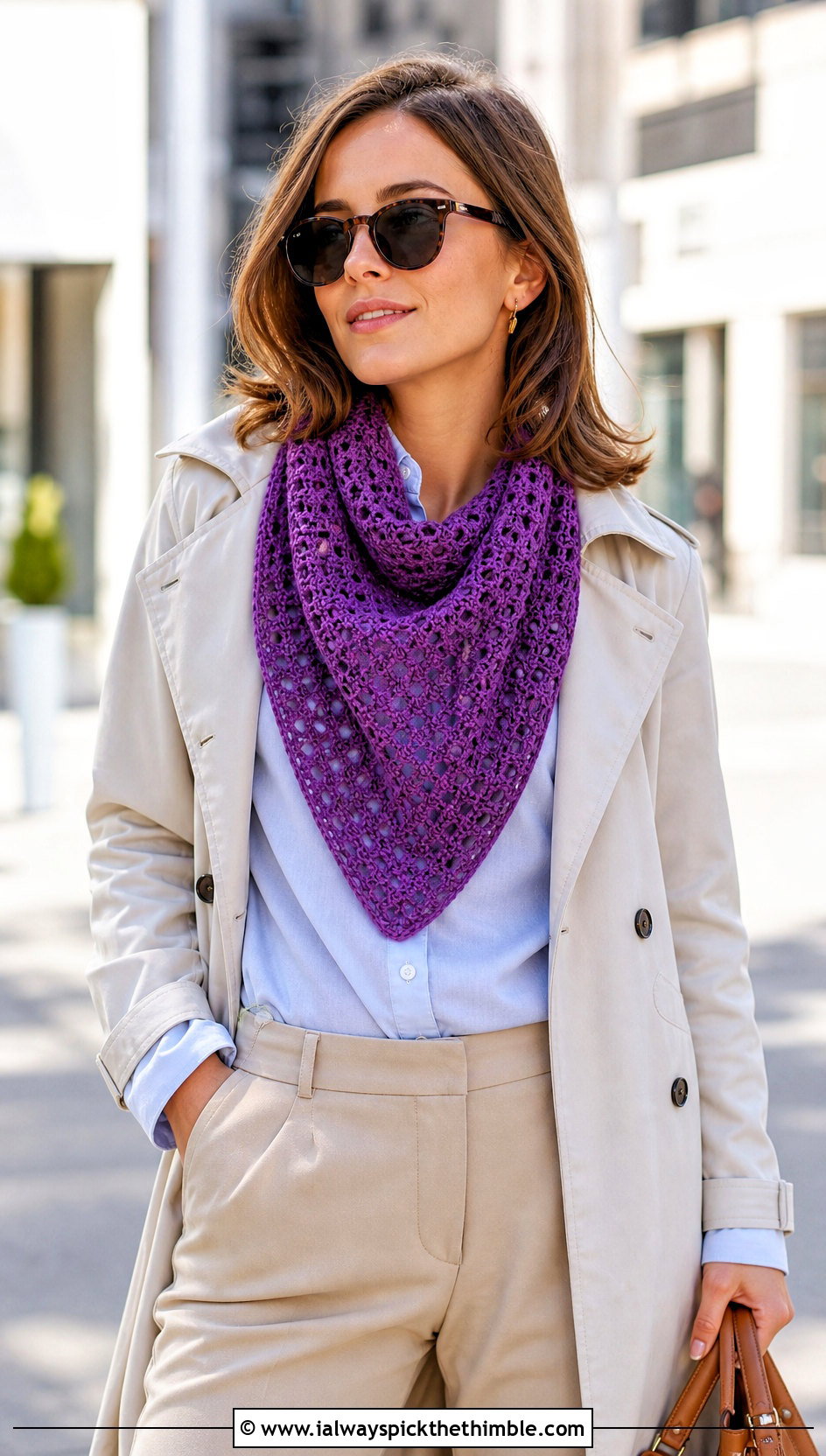 Triangle Double Crochet Scarf With Trench Coat - 25 double crochet scarf outfit ideas