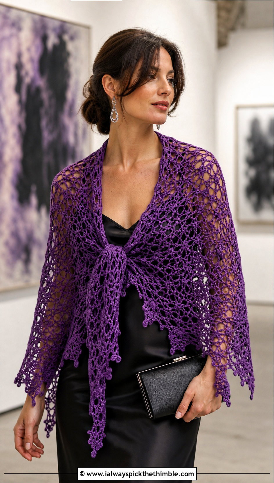 Triangle Lace Witch Crochet Shawl With Slip Dress - 15 Witch Crochet Shawl outfit ideas