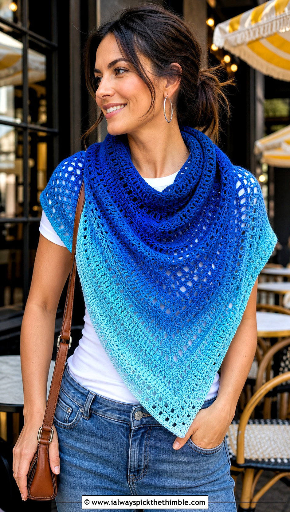 Triangle Shawl In A Cake With Straight Leg Jeans - 20 Crochet Shawl In A Cake outfit ideas