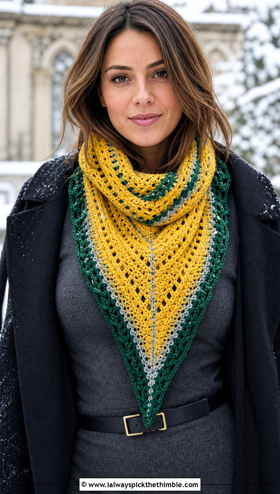 Triangle Shawl Slytherin Crochet Scarf With Sweater Dress - 20 slytherin crochet scarf outfit ideas