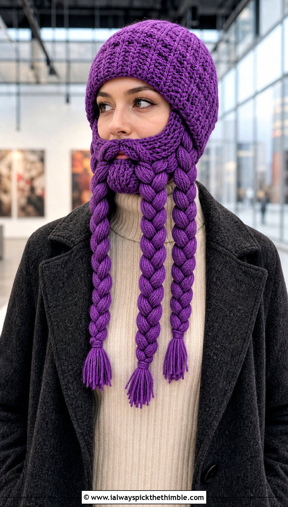 Triple Braid Dwarven Beard Hat With Wool Coat - 25 crochet beard hat outfit ideas