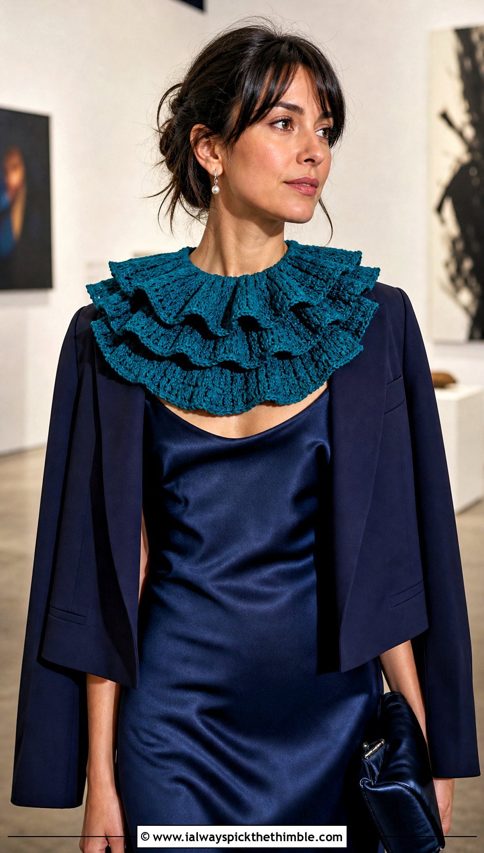 Triple Tier Clown Crochet Ruffle Collar With Satin Slip Dress - 20 Clown Crochet Ruffle Collar outfit ideas