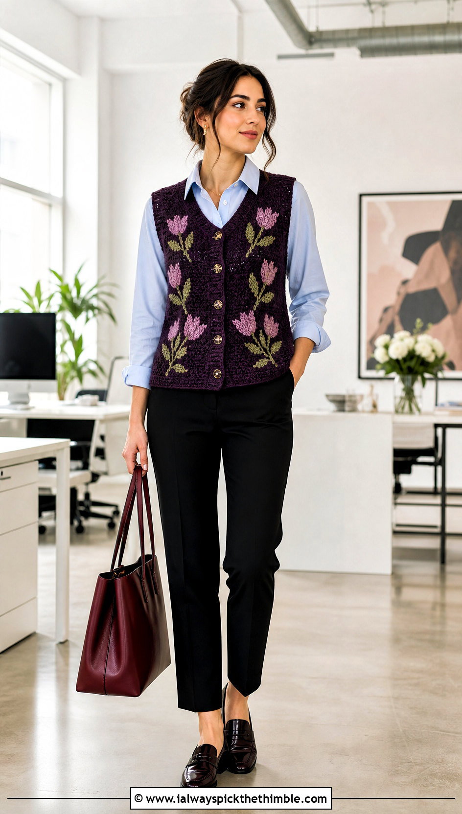 Tulip Crochet Sweater Vest With Button Down Shirt - 20 Tulip Crochet Sweater outfit ideas
