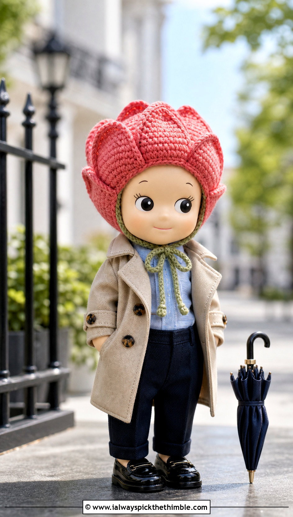 Tulip Petal Bonnet Sonny Angel Crochet Hat With Trench Coat - 20 sonny angel crochet hat outfit ideas