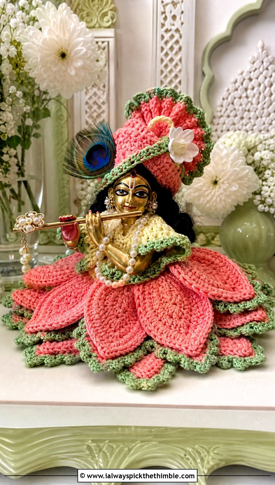 Tulip Petal Crochet Krishna Dress With Floral Pagdi - 25 crochet krishna dress outfit ideas