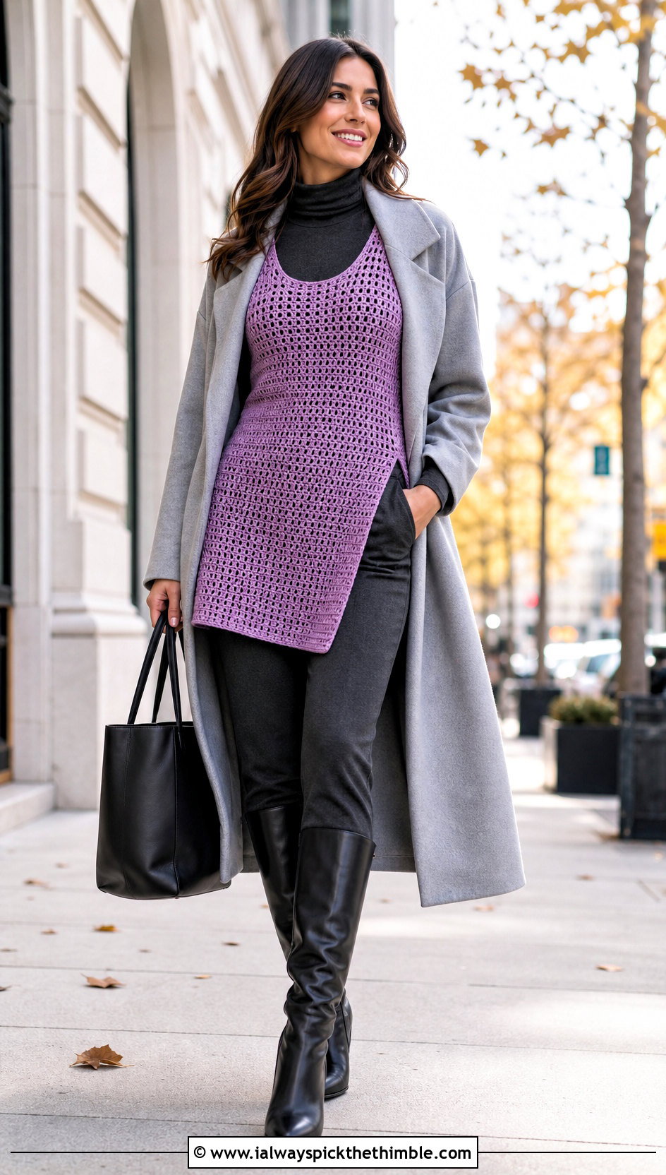 Tunic Crochet Army Tank With Turtleneck And Boots - 20 crochet army tank outfit ideas