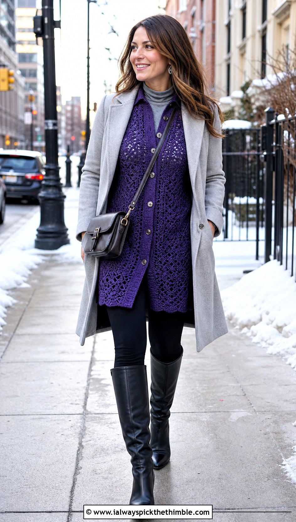 Tunic Crochet Button Down Shirt With Leggings And Boots - 20 crochet button down shirt outfit ideas