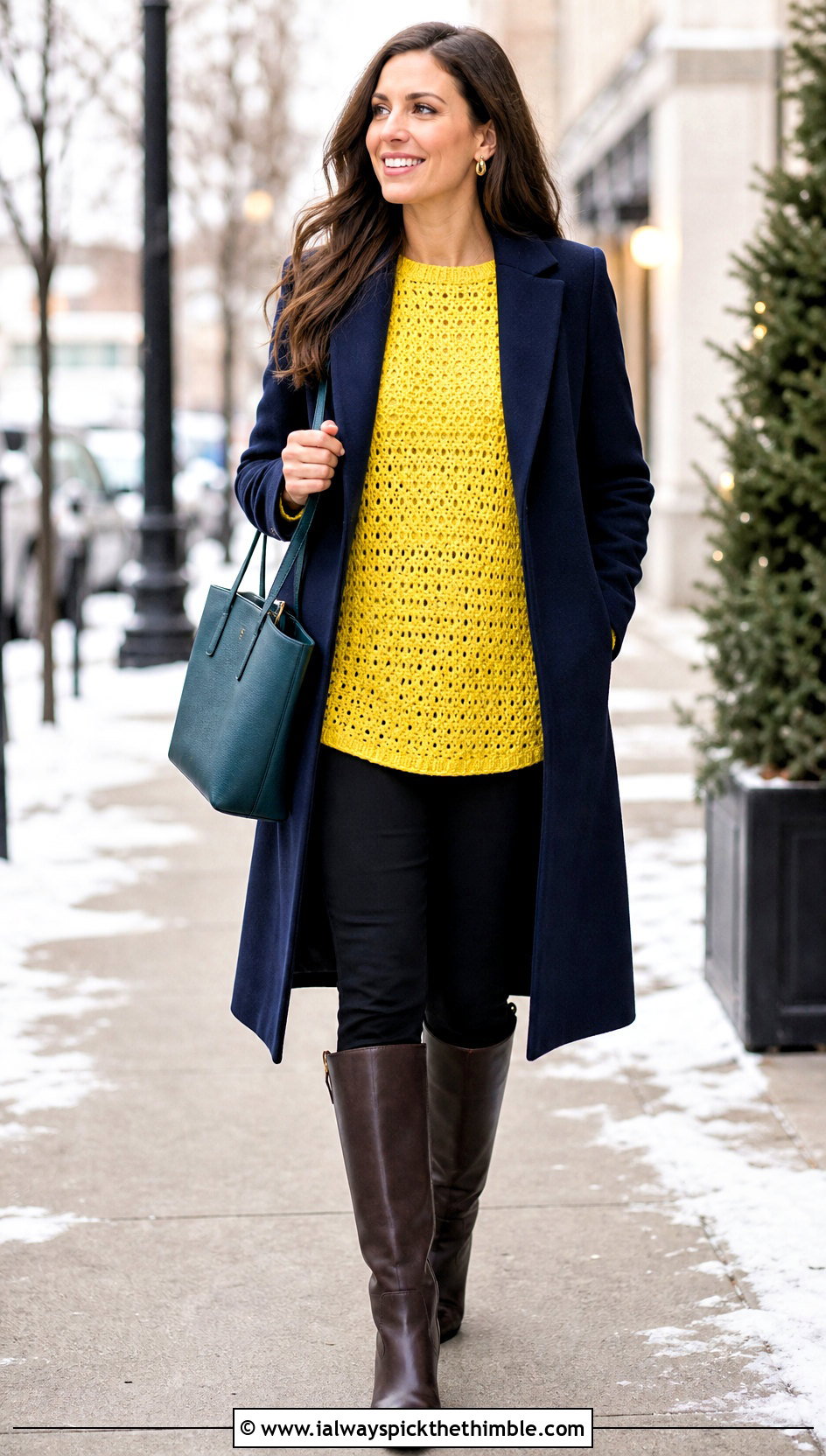 Tunic Crochet Lemon Sweater With Tall Boots - 20 Crochet Lemon Sweater outfit ideas