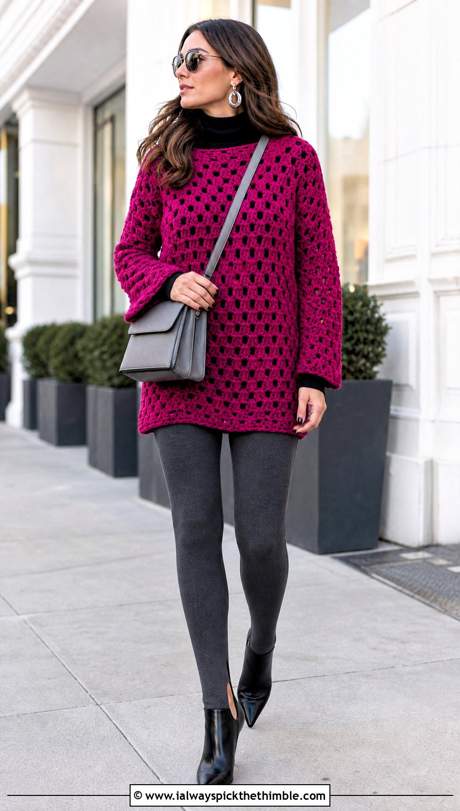 Tunic Granny Crochet Pullover With Stirrup Leggings - 15 love my granny crochet pullover outfit ideas
