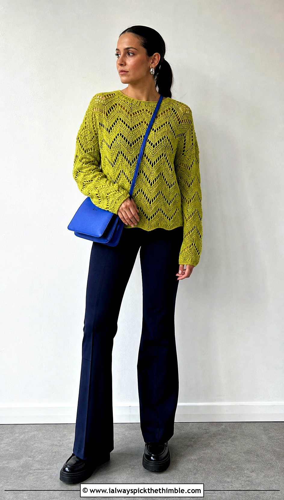 Tunic Ripple Crochet Sweater With Flared Pants - 20 Ripple Crochet Sweater outfit ideas