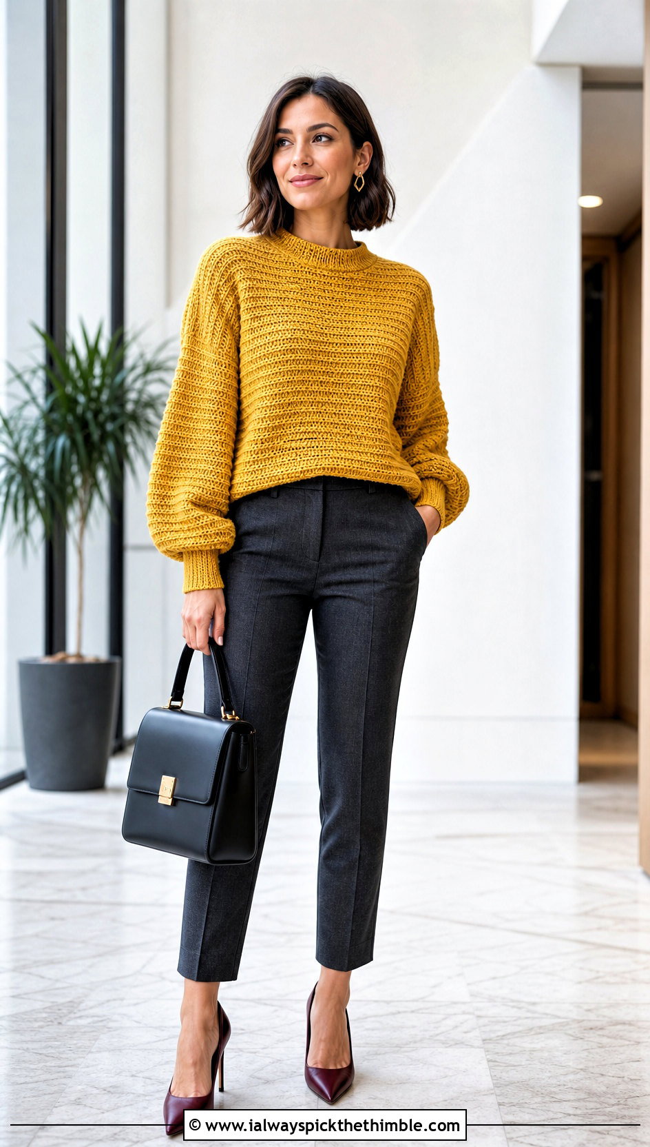 Tunisian Balloon Sleeve Jumper With Cigarette Pants - 20 tunisian crochet jumper outfit ideas