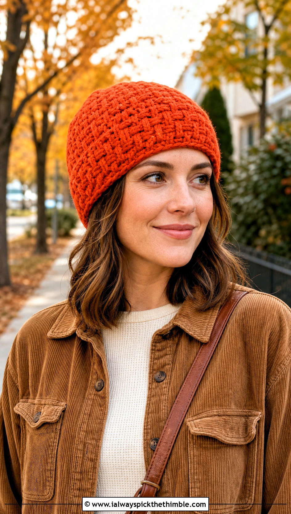 Tunisian Basketweave Beanie With Corduroy Overshirt - 25 tunisian crochet beanie outfit ideas