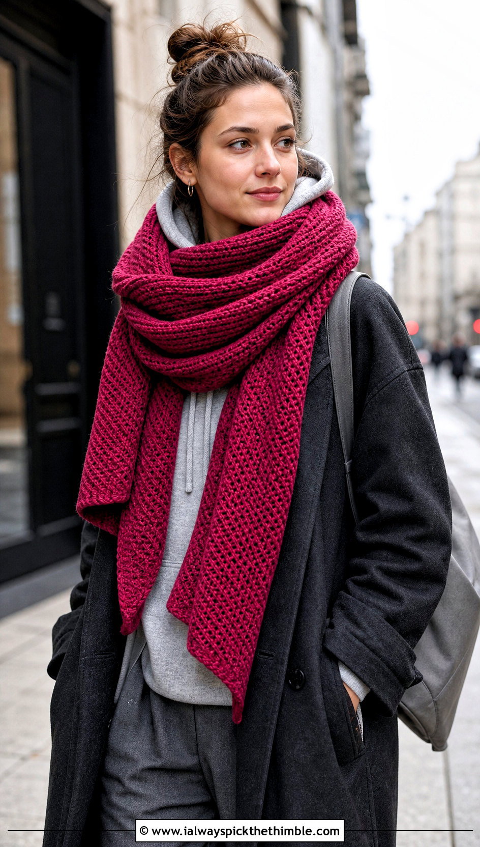 Tunisian Blanket Scarf With Hoodie And Tailored Coat - 25 tunisian crochet scarf outfit ideas