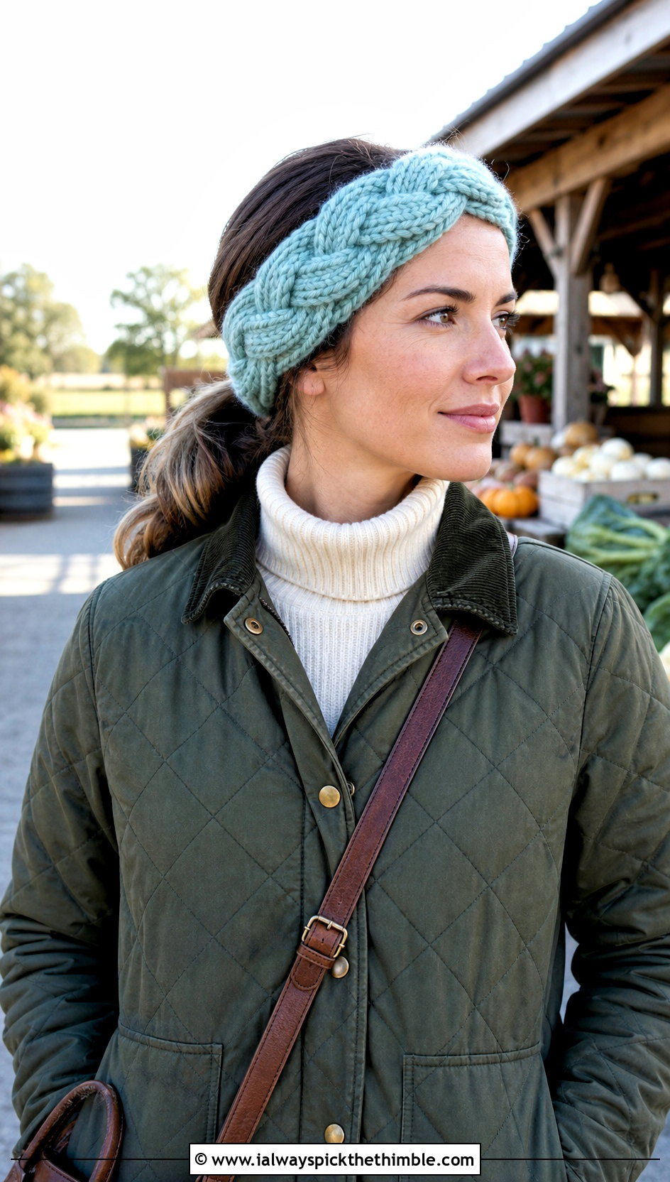 Tunisian Braided Bulky Yarn Crochet Ear Warmer With Barn Jacket - 20 Bulky Yarn Crochet Ear Warmer outfit ideas