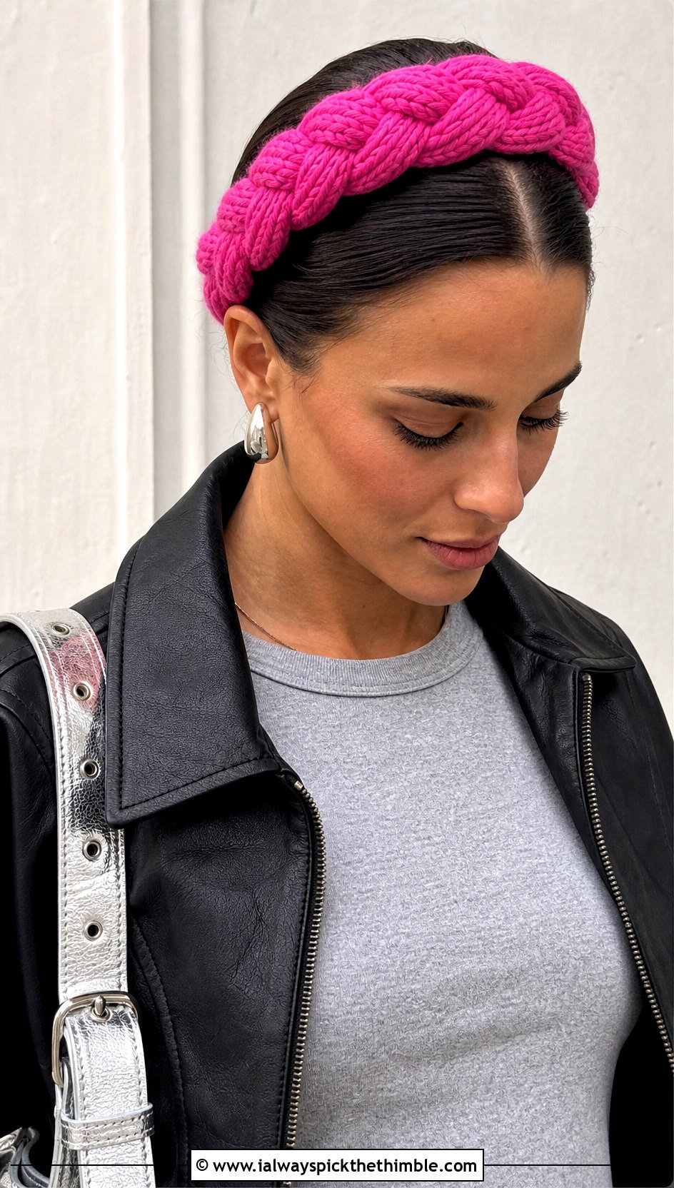 Tunisian Braided Headband With Leather Jacket - 20 tunisian crochet headband outfit ideas
