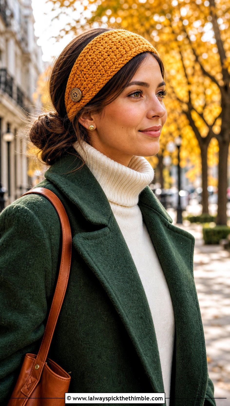 Tunisian Button Headband With Wool Coat - 20 tunisian crochet headband outfit ideas