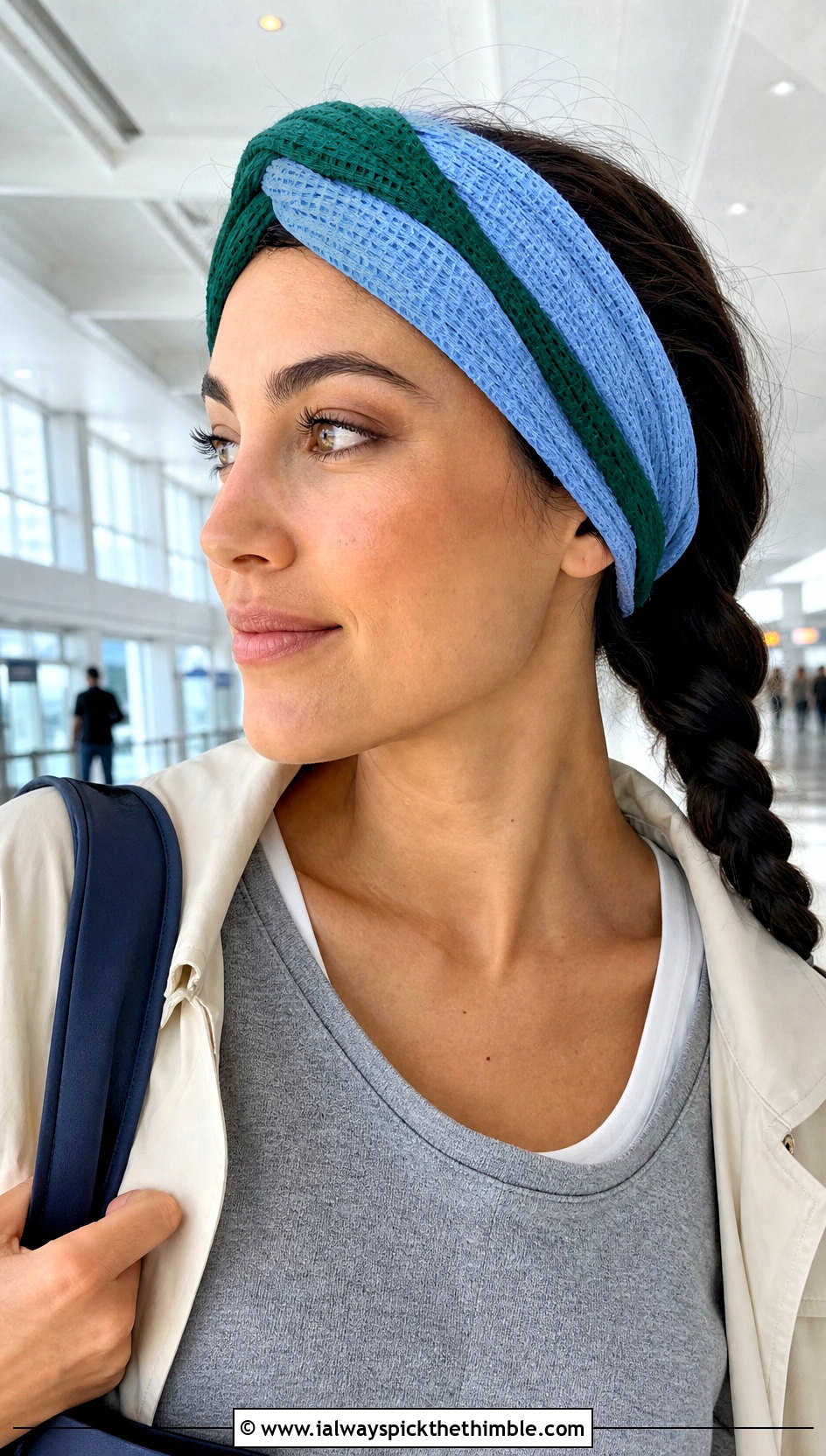 Tunisian Color Block Headband With Airport Outfit - 20 tunisian crochet headband outfit ideas