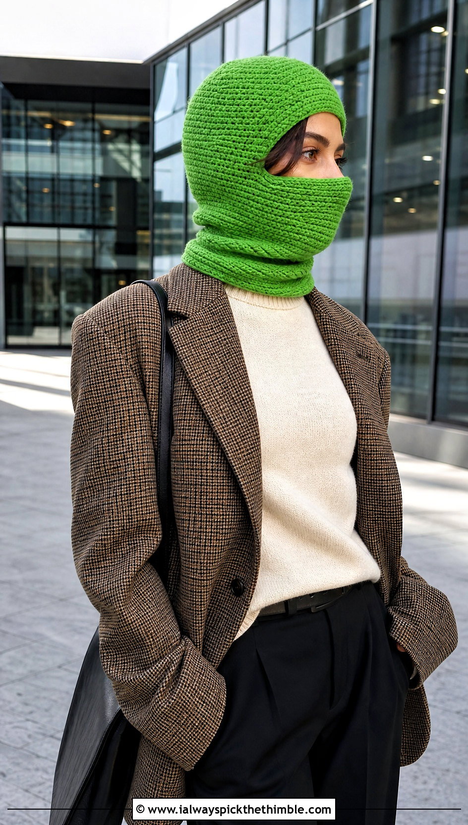 Tunisian Crochet Balaclava With Blazer - 20 easy crochet balaclava outfit ideas