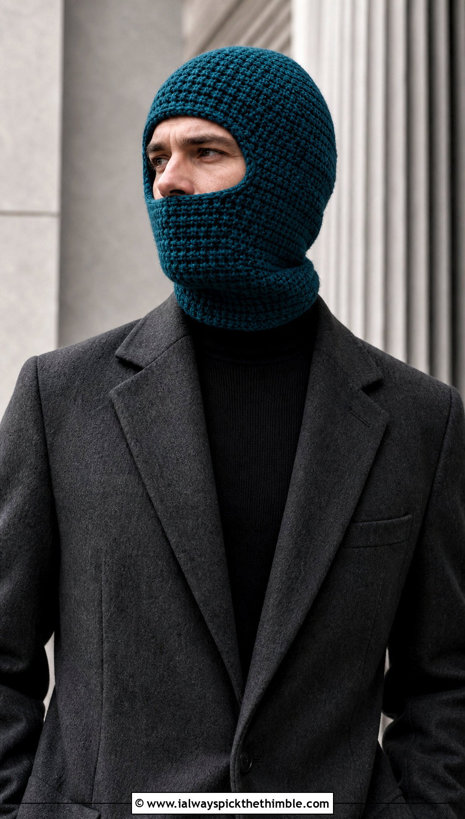 Tunisian Crochet Balaclava With Tailored Overcoat - 20 crochet balaclava for men outfit ideas