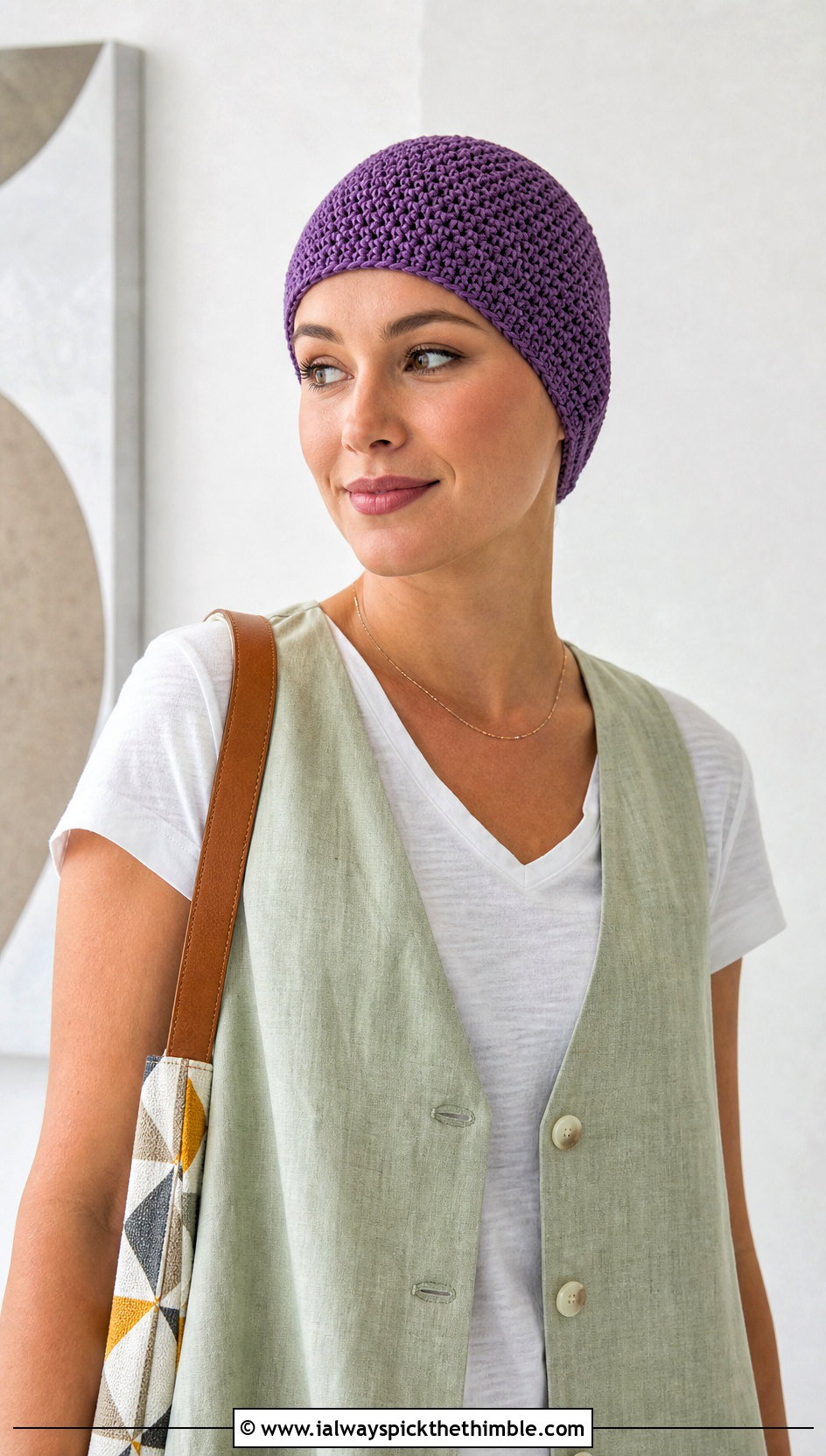 Tunisian Crochet Chemo Cap With Column Skirt - 20 Crochet Summer Chemo Caps outfit ideas