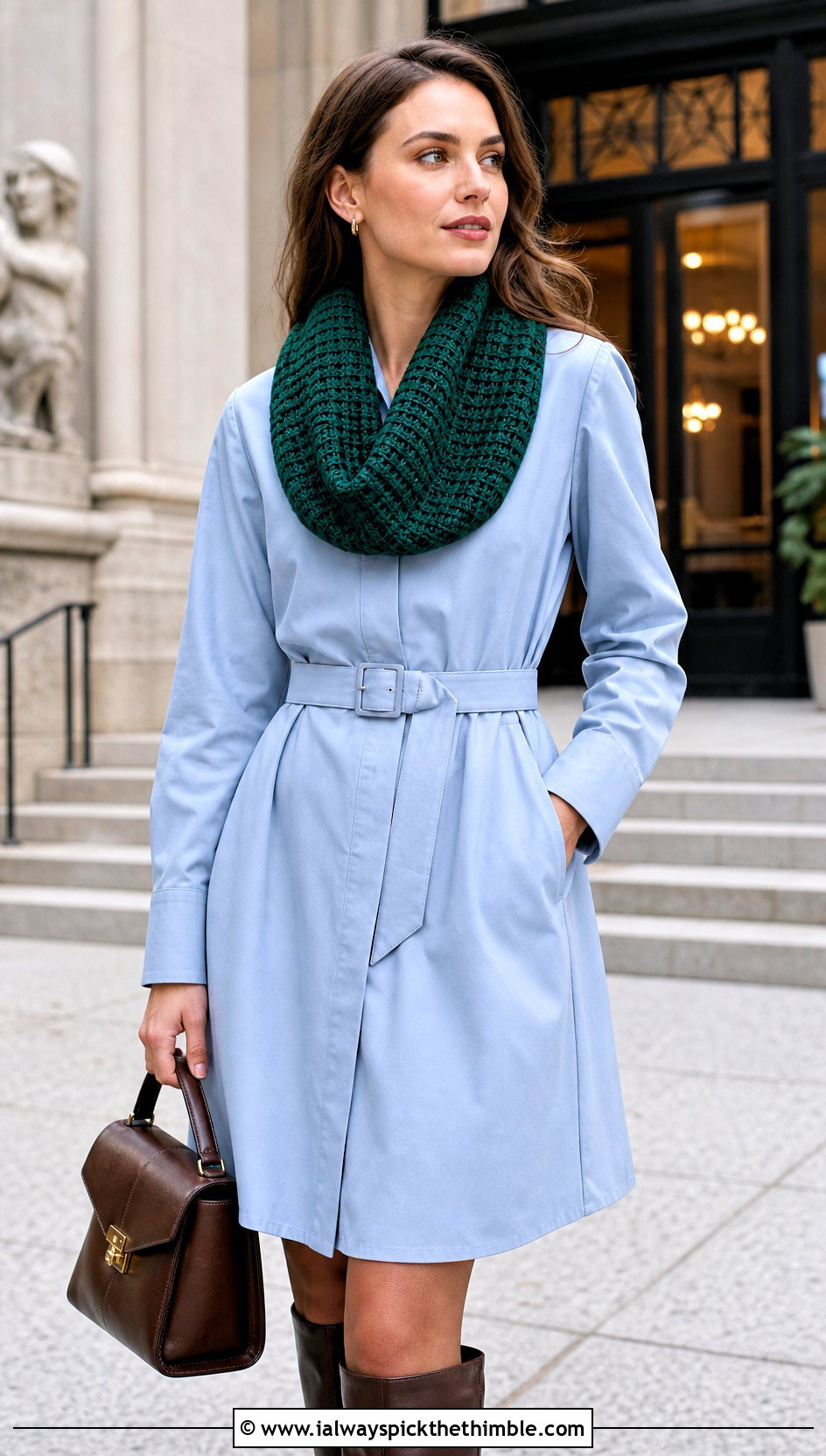 Tunisian Crochet Cowl With Shirt Dress - 20 Simple Crochet Cowl outfit ideas