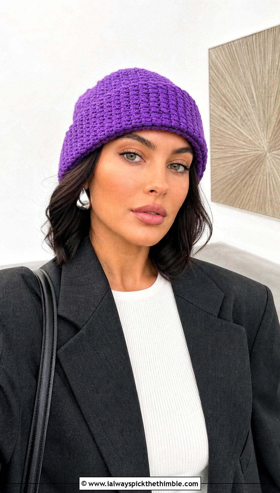 Tunisian Crochet Fisherman Beanie With Blazer - 25 crochet fisherman beanie outfit ideas