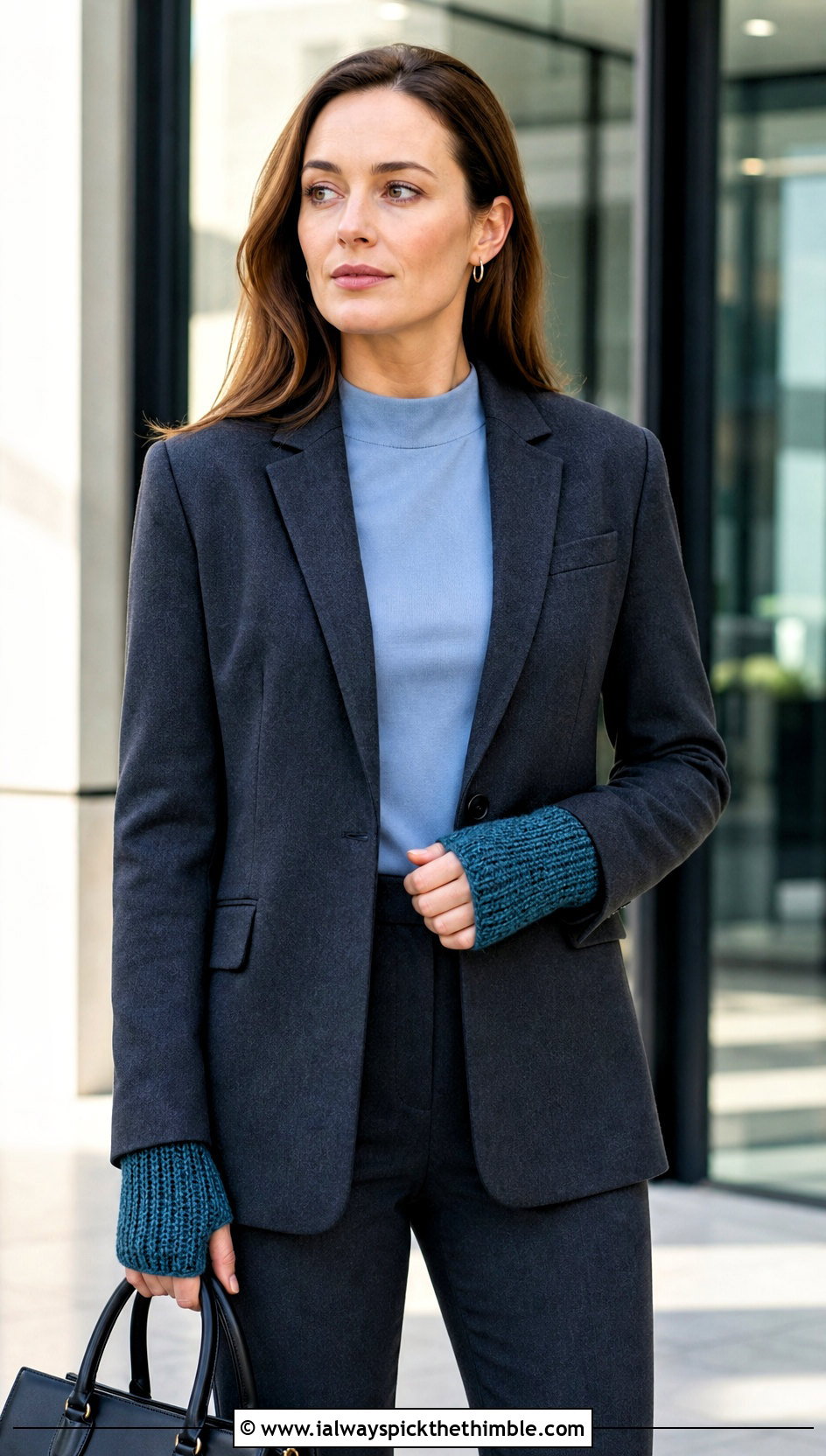Tunisian Crochet Hand Warmers With Trouser Suit - 25 Crochet Handwarmer outfit ideas