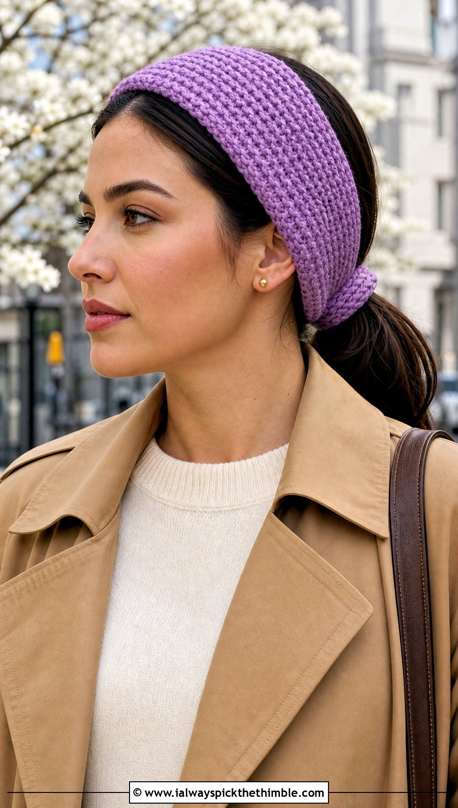 Tunisian Crochet Headband With Hair Tie And Trench Coat - 25 crochet headband with hair tie outfit ideas