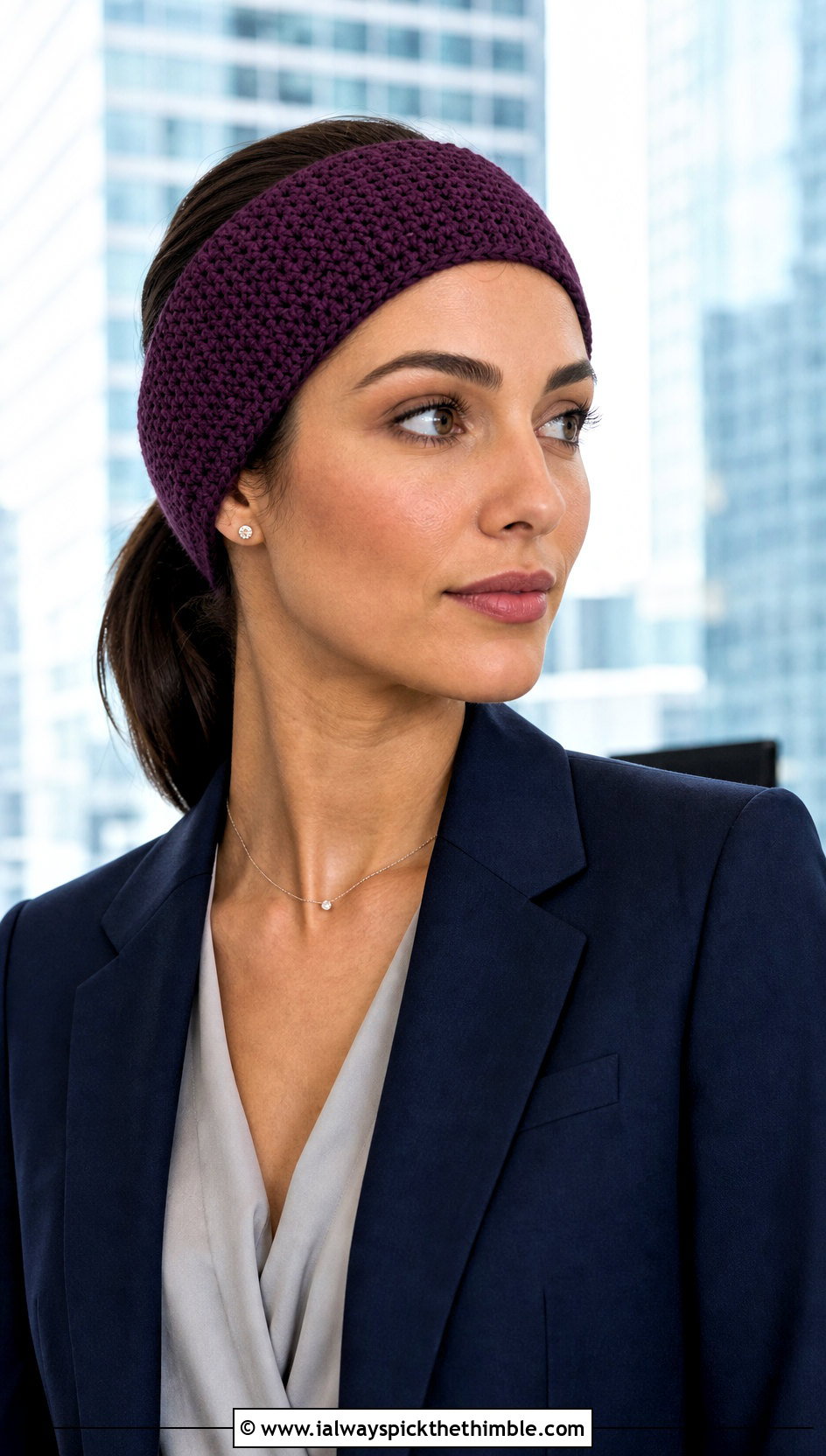 Tunisian Crochet Headband With Office Suit - 25 winter crochet headband outfit ideas
