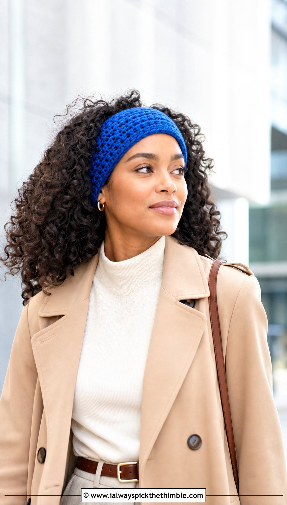 Tunisian Crochet Headband With Trench Coat - 20 crochet headband curly hair outfit ideas