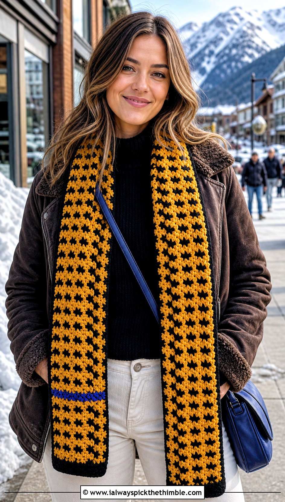 Tunisian Crochet Hufflepuff Scarf With Shearling Jacket - 20 crochet hufflepuff scarf outfit ideas