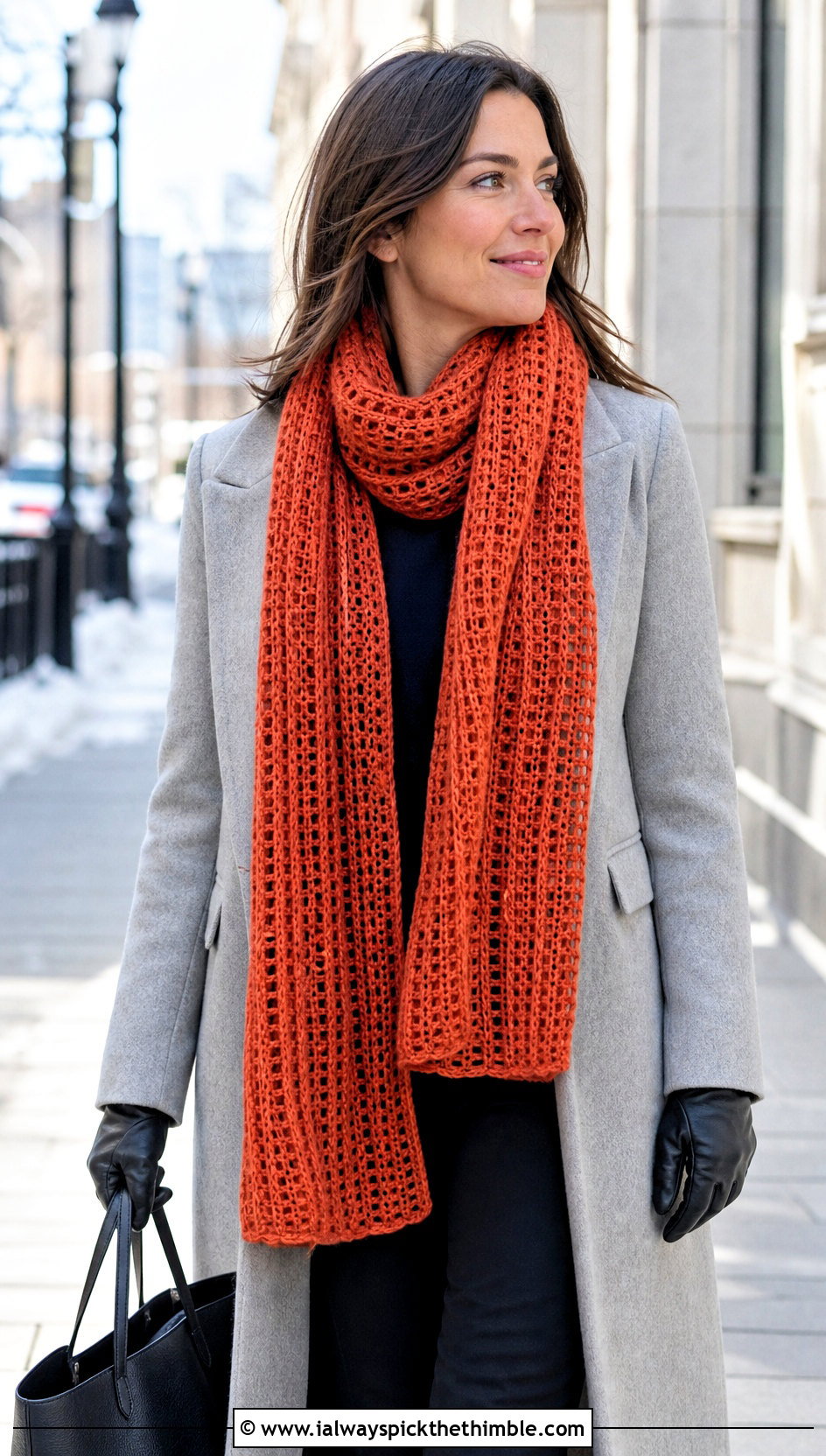 Tunisian Crochet Lace Scarf With Wool Coat And Ankle Boots - 25 crochet lace scarf outfit ideas