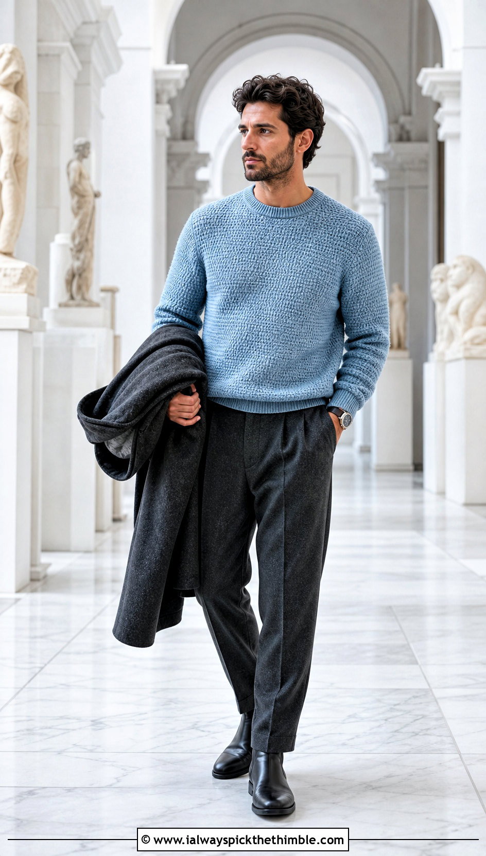 Tunisian Crochet Mens Sweater With Wool Trousers - 25 mens crochet sweater outfit ideas