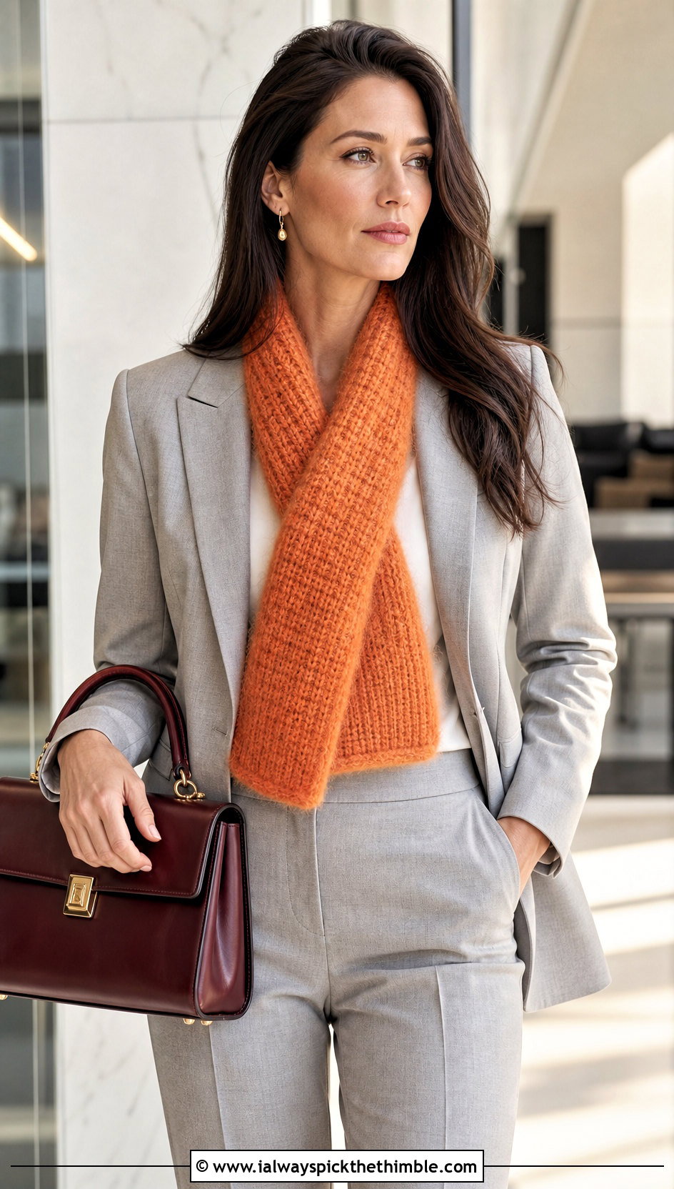 Tunisian Crochet Mohair Scarf With Pantsuit - 20 crochet mohair scarf outfit ideas