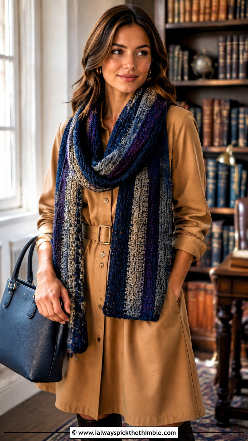 Tunisian Crochet Ravenclaw Scarf With Shirt Dress - 25 crochet ravenclaw scarf outfit ideas