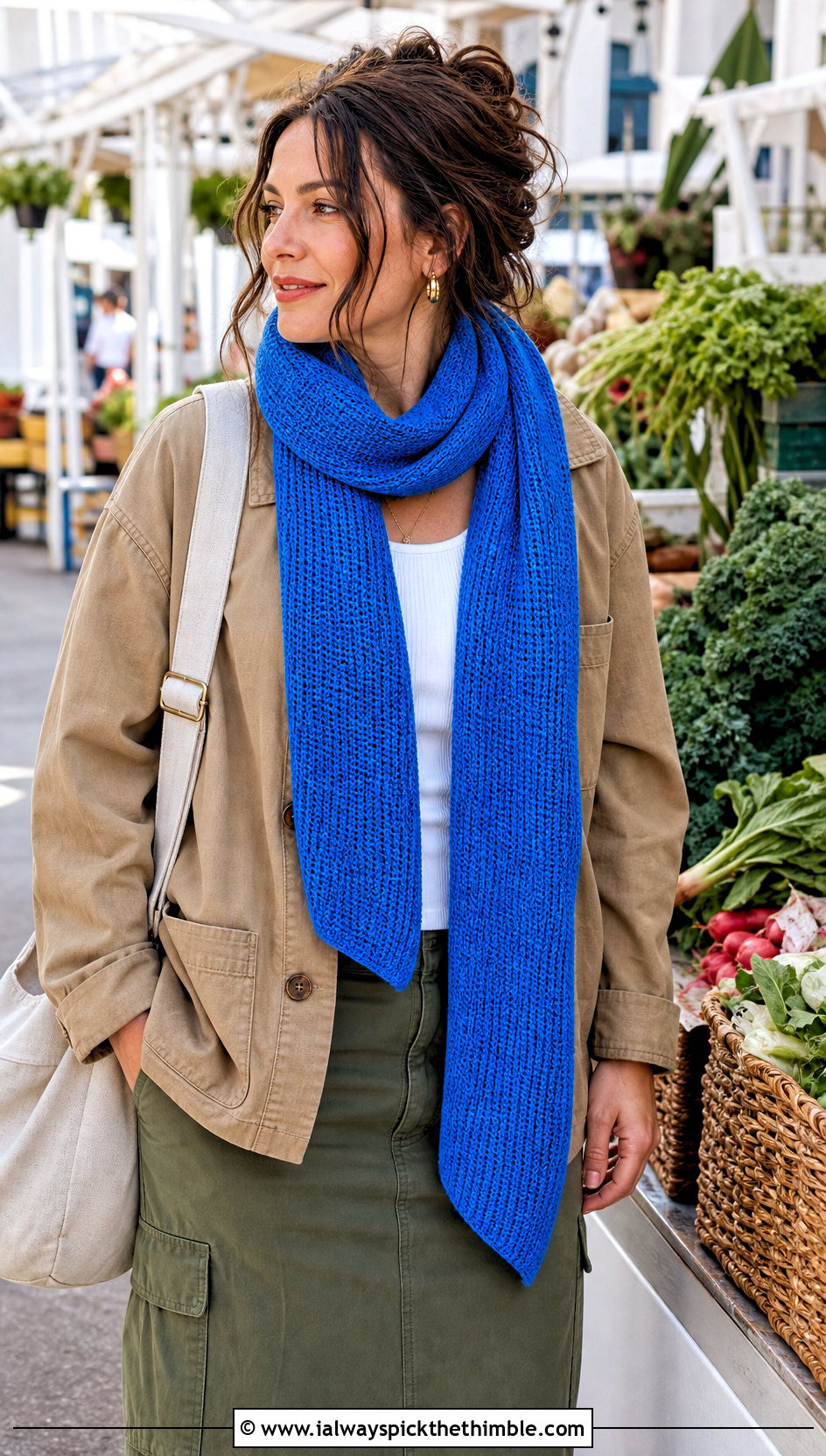 Tunisian Crochet Scarf With Chore Jacket - 15 unusual crochet scarf outfit ideas