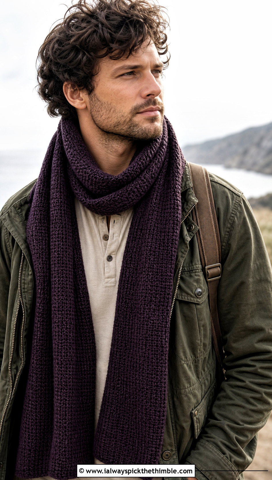Tunisian Crochet Scarf With Field Jacket - 25 crochet scarf for men outfit ideas