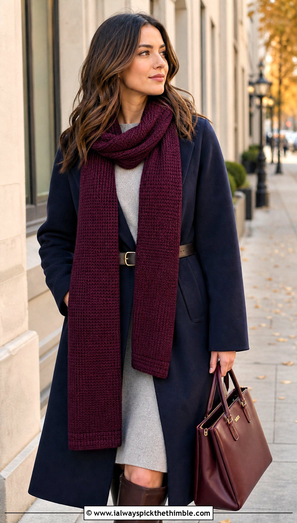 Tunisian Crochet Scarf With Knit Dress And Boots - 15 Textured Crochet Scarf Design outfit ideas