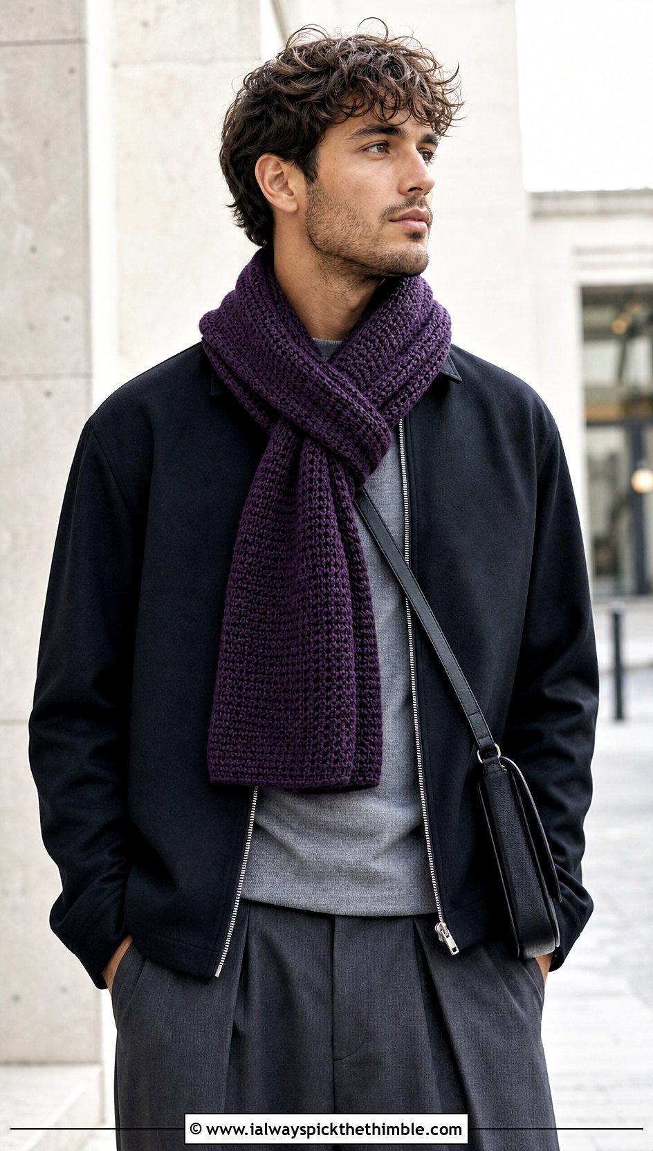 Tunisian Crochet Scarf With Minimal Streetwear - 20 male crochet scarf outfit ideas