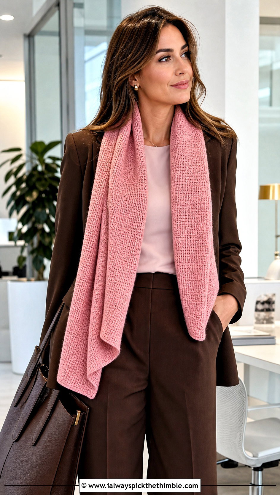Tunisian Crochet Scarf With Pantsuit - 20 crochet for scarfs outfit ideas