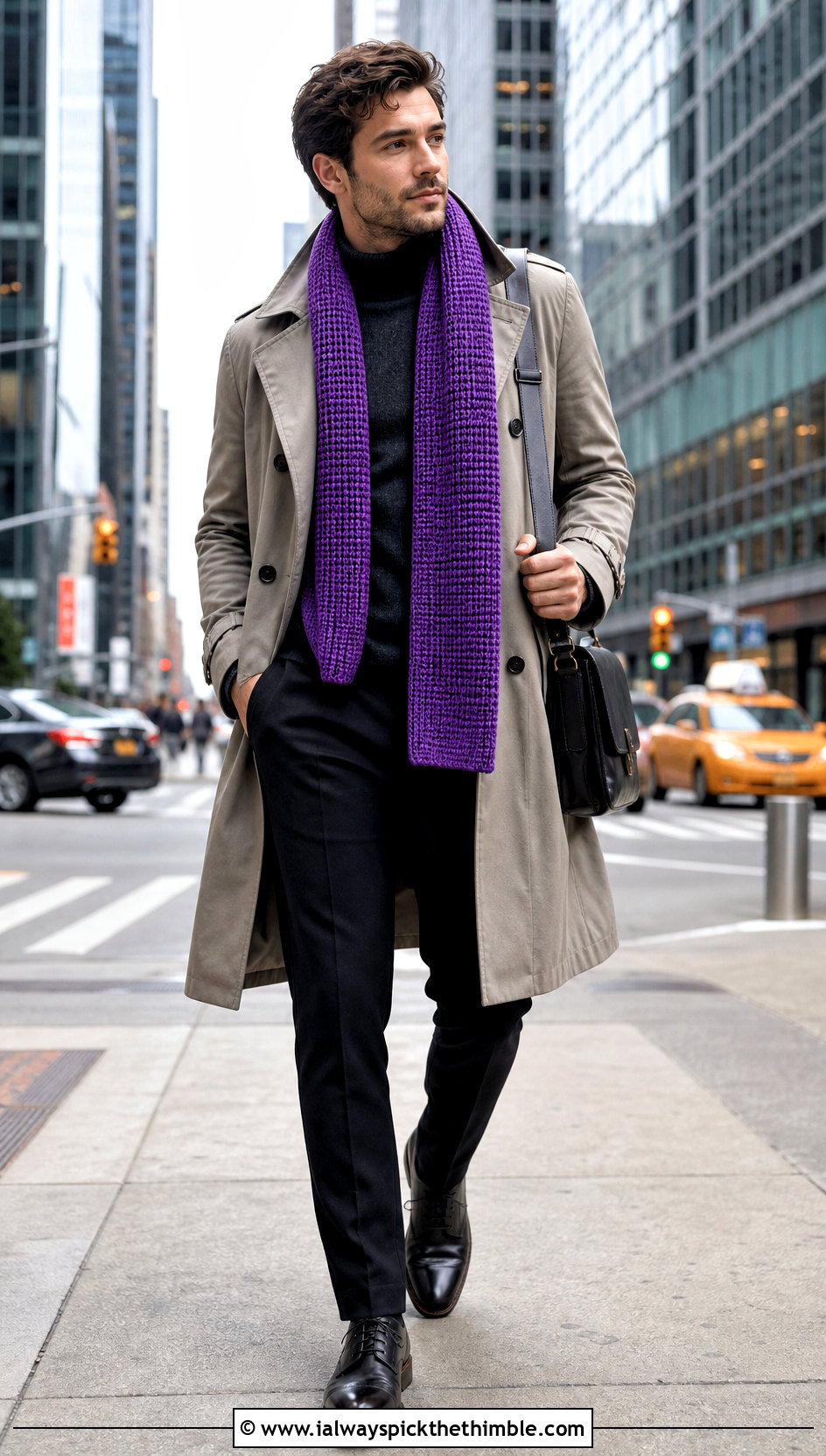 Tunisian Crochet Scarf With Trench Coat - 20 Mens Crochet Scarf outfit ideas