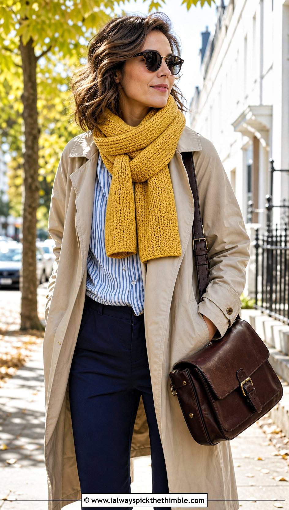 Tunisian Crochet Scarf With Trench Coat - 15 Vibrant Crochet Scarf outfit ideas