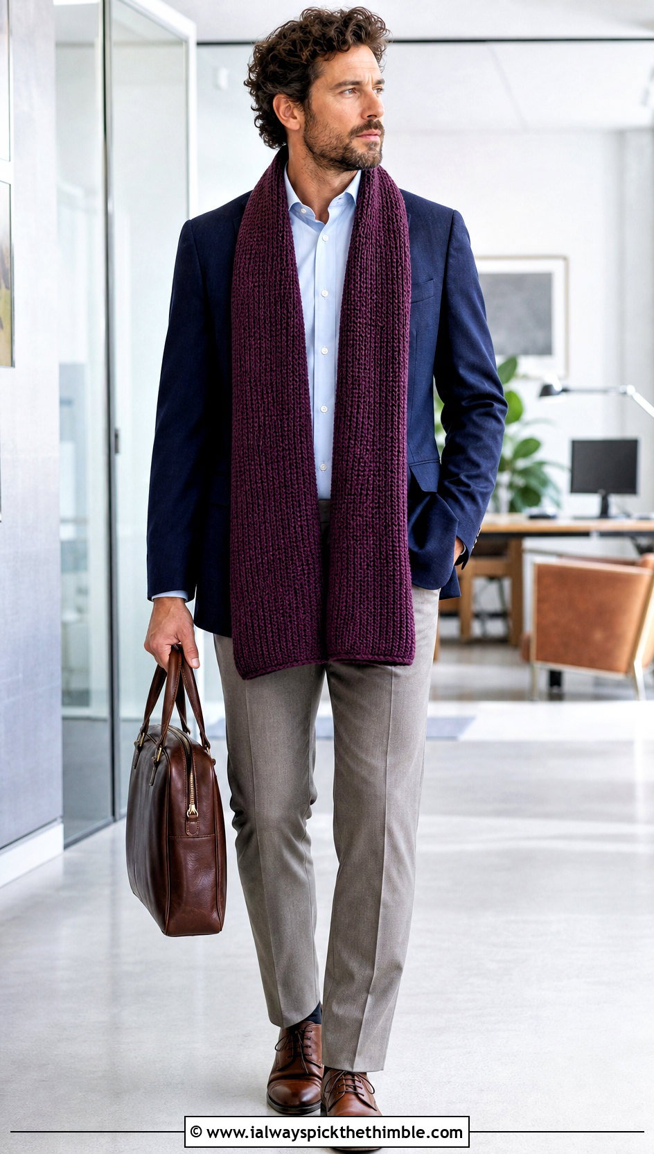 Tunisian Crochet Shawl With Office Outfit - 20 crochet shawl for men outfit ideas
