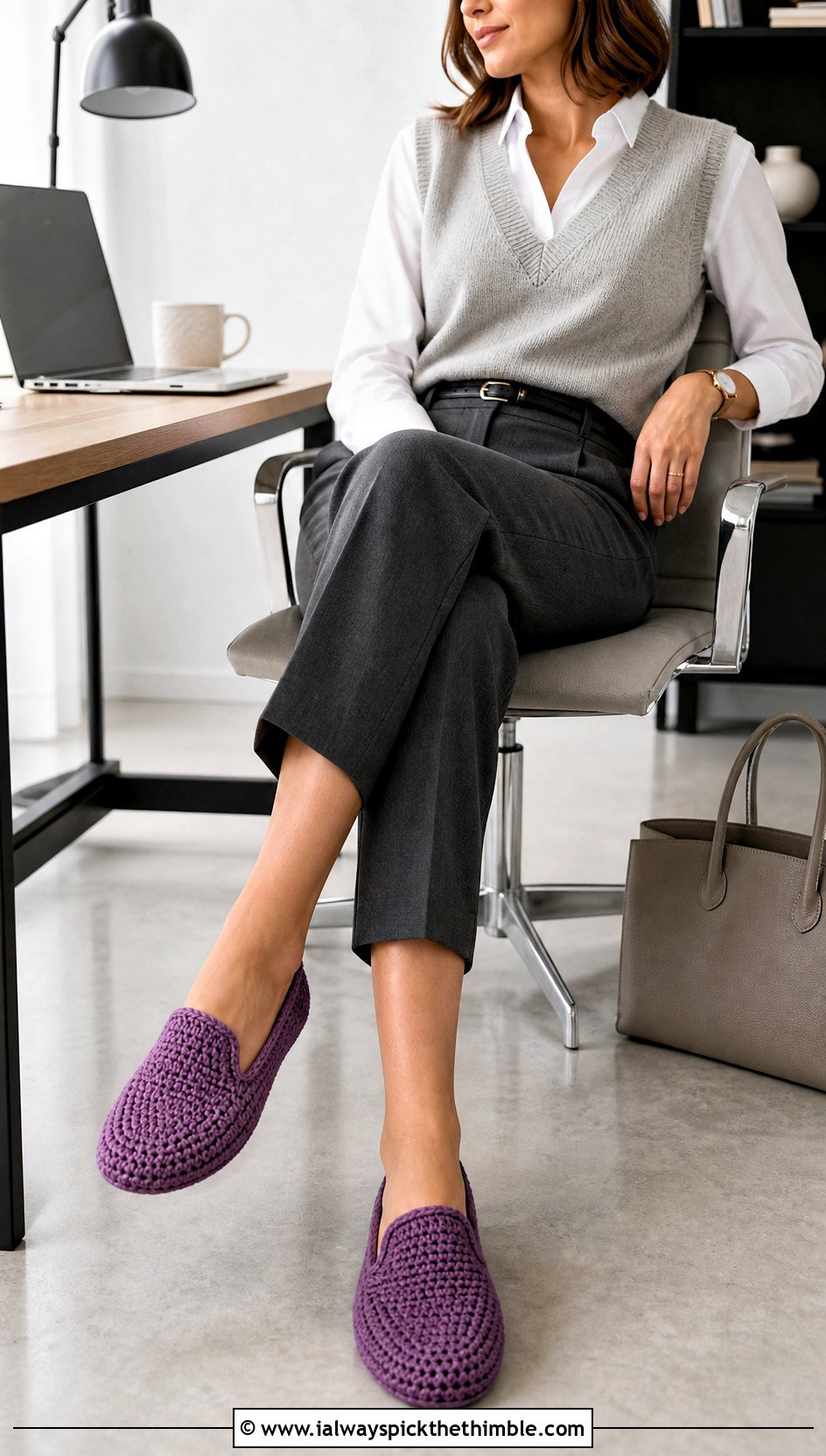 Tunisian Crochet Slippers With Sweater Vest And Trousers - 20 Easy Crochet Slippers For Beginners outfit ideas