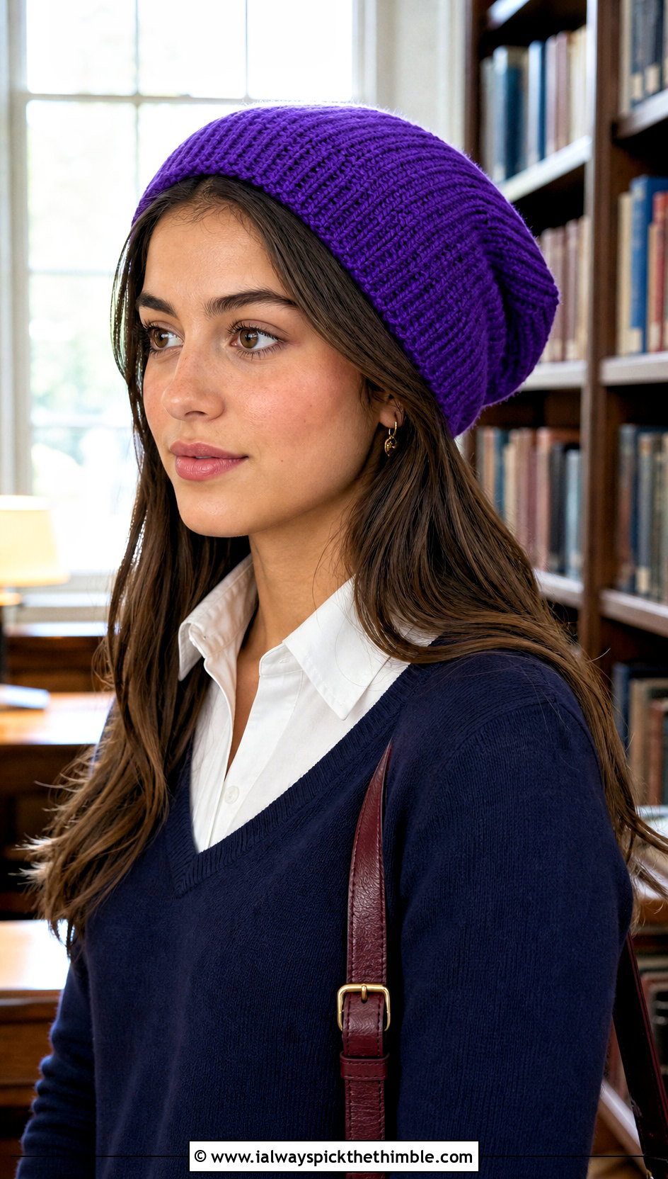 Tunisian Crochet Slouch Beanie With Preppy Outfit - 25 crochet slouch beanie outfit ideas