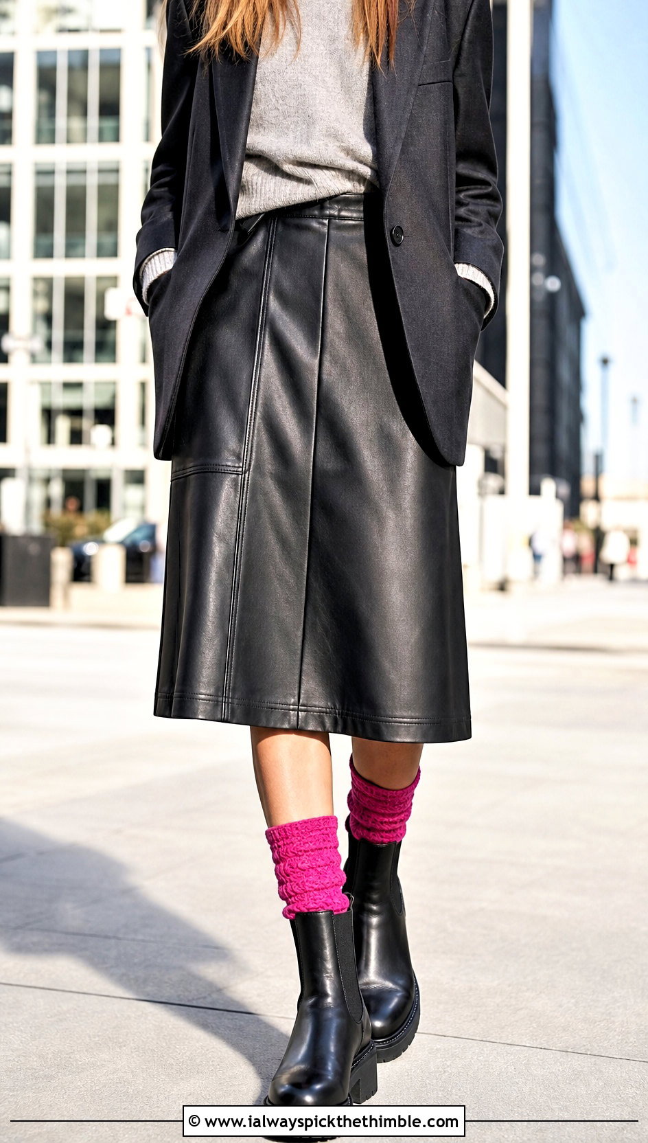 Tunisian Crochet Socks With Chelsea Boots And Leather Skirt - 25 easy crocheted socks outfit ideas